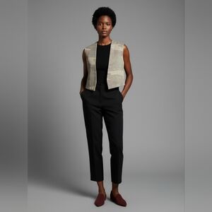 Hand Crafted Gray and Red Vest with Textured Fabric